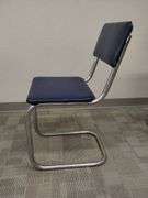 MCM Midcentury Modern Chrome Leg Kitchen Chairs Blue Pleather 1950s