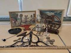 Pickers LOT: Vintage Prints Miniature Shelves Hardware & More