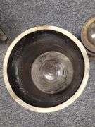 Crock Crown Stoneware 6 Brown Tan Pickle Antique