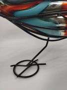 33" Art Glass Decor Hand Blown Road Runner Iron Frame MEXICO