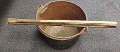 Huge 26" Round Antique Copper Boiling Pot Cooking Laundry Maple Syrup +Paddles
