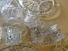 LOT Pattern Glass Wexford Sugar Creamer Cake Pedestal Plate++