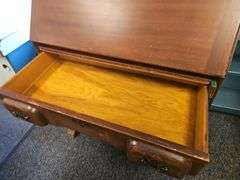 Antique American Slant Front Secretary Cabinet Fretting Hidden Drawers Compartments