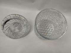 3 Hand Cut Lead Crystal American Brilliant Cut 15" Vase Lidded Humidor Bowl