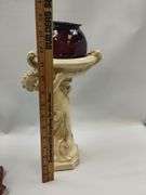 Vintage Decor LOT Midcentury Cherub Ruby Amethyst Glass Lustre Vase