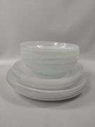 Dish Set Murano Swirl White Dinner Plates Bowls 4 3-Pc Settings Crate & Barre