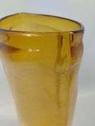 14" MCM Style Art Glass Vase Pulled Amber "F" Mark Fostoria ?