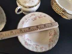 Huge Dish Set LOT Pope Gosser Florence Pink Floral Plates Bowls Serving Cups Saucers