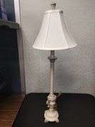 Table Lamp Set Crackle White Cottage Core Country Ornate