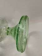 Pressed Glass EAPG Green Vaseline Uranium Oil Lamp