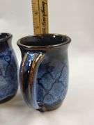 4 Doug Dotson Pottery Soda Fired Mugs Fishscale Patten Blue Brown