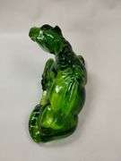 LE Smith Art Glass Emerald Green Horse Lying Laying Down 9"