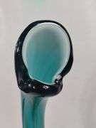 25" Decor Vase Art Glass Hand Blown Pulled Murano Peacock Blue Green