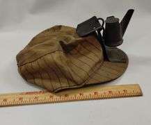 Antique West Virginia Coal Miners Cap Tea Pot Oil Lamp