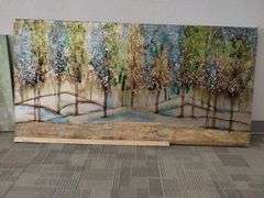 Decor Wall Art 54in Canvas Trees Metallic Gold Green+2 Smaller