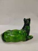 LE Smith Art Glass Emerald Green Horse Lying Laying Down 9"