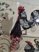 Decor Lot Art Glass ROOSTERs Papier Mache Plates Placemats