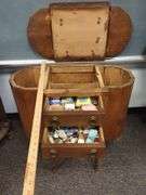 Vintage Martha Washington Style Sewing Cabinet 3 Drawers + Vintage Notions