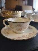Huge Dish Set LOT Pope Gosser Florence Pink Floral Plates Bowls Serving Cups Saucers