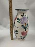 Vintage Antique German Hand Painted Floral Vase & Milk Pitcher Stoneware