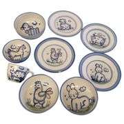Hadley Pottery Country Scene Misc LOT Bowls Plates Cup *1 Chip