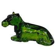 LE Smith Art Glass Emerald Green Horse Lying Laying Down 9"