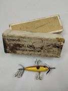 Vintage Fishing Lures LOT Glass Eyes Spinners Chub Creek Boxes + Shannon Creek
