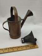Antique 8" Copper French Watering Can + Cow Bell Cast