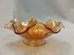 Vintage Pink Depression Glass & Marigold Footed Bowl LOT