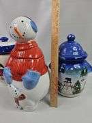 LOT 3 Christmas Ceramic Cookie Jars Snowman Snowmen