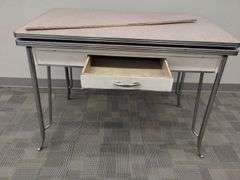MCM Midcentury Atomic Formica Top Chrome Leg Kitchen Table Slide Out Leaves