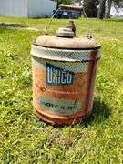 Vintage 5 Gallon Unico Bureau Motor Oil Can SAE30 Metal