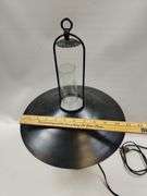 Antique Oil Lamp Hanging Country Store Green Glass Architectural Ceiling