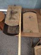 2 Tin Food Warmers Ash Bins Coal Carriage Foot Antique