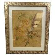 Wall Art Rose Jaune Gold Tone Frame