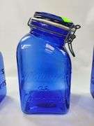 Casadis Milano Cobalt Blue Glass Canisters Fruit Embossed 4pcs