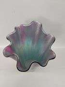 14" Murano Art Glass Handkerchief Vase Glitter ITALY Purple