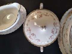 Huge Dish Set LOT Pope Gosser Florence Pink Floral Plates Bowls Serving Cups Saucers