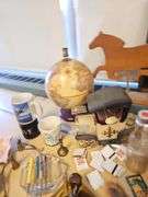 Pickers LOT: Vintage Trinkets Globe Weather Vane Style Horse & More