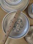 MCM MidCentury Modern Dishes Set LENOX DewDrops Blue Floral Stoneware
