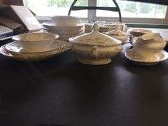Huge Dish Set LOT Pope Gosser Florence Pink Floral Plates Bowls Serving Cups Saucers