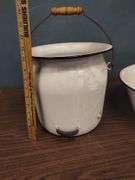 Lot Enamel Utility Wash Basin Chamber Pot Bucket