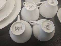 Noritake White Silver Trim Fremont Pattern Dish Set +Serving
