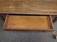 Antique Hardwood Library Table Drawer 2.5x4 FT Surface 30in Tall