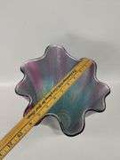 14" Murano Art Glass Handkerchief Vase Glitter ITALY Purple