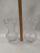 2 Viking Etched Radiance Flower Basket Vases 1938 New Martinsville