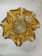 Carnival Glass Marigold Punch Bowl Base Cups Luster Hollywood Regency