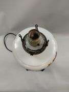 Milk Glass Electrified Oil Lamp Ornate Parlor Cast Metal Base