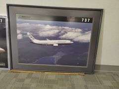 Decor Wall Art 2 Framed BOEING Airplane Photos 737 Company Employee
