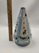 Vintage M A Hadley Pottery Christmas Tree Candle Lamp 9.75in Signed Polka Dot